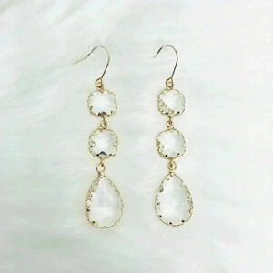 Crystal Clear Dangling Bezel Earrings